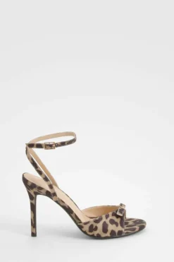 Sandals|Heels*boohoo Leopard Neoprene Buckle Detail Heels black