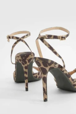 Sandals|Heels*boohoo Leopard Neoprene Buckle Detail Heels black