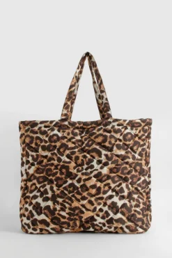 Handbags|Tote Bags*boohoo Oversized Quilted Nylon Tote Bag leopard
