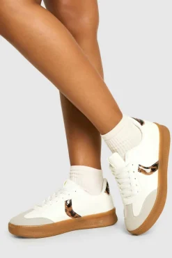 Trainers*boohoo Panel Gum Sole Trainers leopard