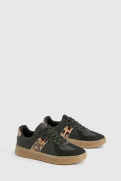 Trainers*boohoo Panel Gum Sole Trainers leopard