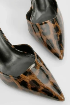 Heels*boohoo Patent Cut Out Court Shoes leopard
