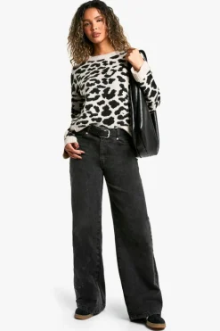 Jumpers|Up To 80% Off Winter Warmers*boohoo Print Boxy Knitted Jumper leopard