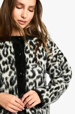 Cardigans|Knitwear*boohoo Leopard Print Cardigan cream