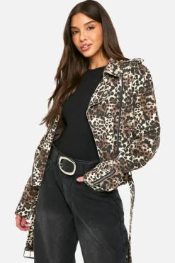 Up To 80% Off Winter Warmers|Biker Jackets*boohoo Print Denim Biker Jacket leopard