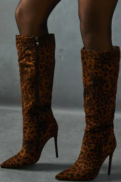 Knee High Boots*MissPap Leopard Print Knee High Boots brown
