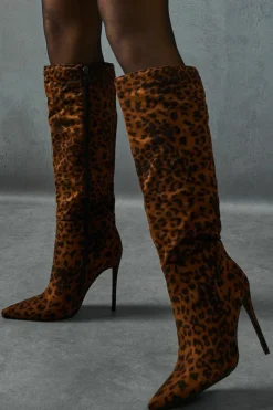 Knee High Boots*MissPap Leopard Print Knee High Boots brown