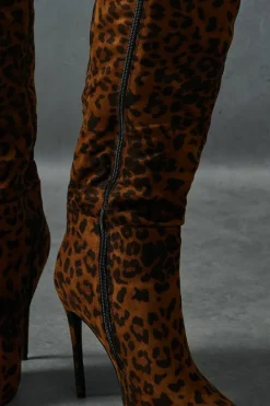 Knee High Boots*MissPap Leopard Print Knee High Boots brown