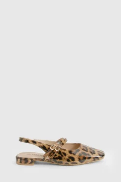 Ballet Flats|Flats*boohoo Print Patent Double Strap Mary Jane Ballets leopard