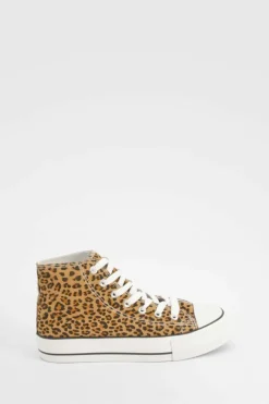 Trainers*boohoo Print Platform High Top Lace Up Trainers leopard