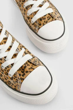 Trainers*boohoo Print Platform High Top Lace Up Trainers leopard