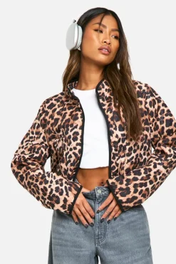 Up To 80% Off Winter Warmers|Puffer Jackets*boohoo Print Quilted Cropped Jacket leopard