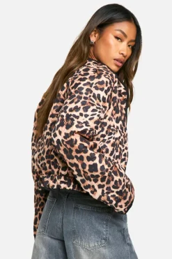 Up To 80% Off Winter Warmers|Puffer Jackets*boohoo Print Quilted Cropped Jacket leopard