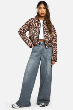 Up To 80% Off Winter Warmers|Puffer Jackets*boohoo Print Quilted Cropped Jacket leopard