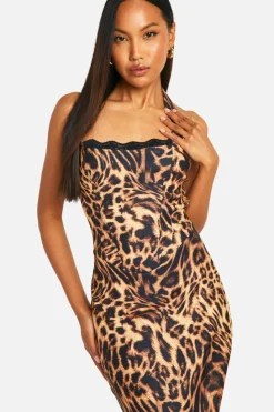 Bodycon Dresses*boohoo Printed Halterneck Bengaline Midaxi Dress leopard