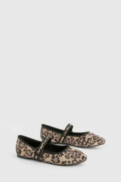 Ballet Flats|Flats*boohoo Round Toe Satin Ballet Flats leopard