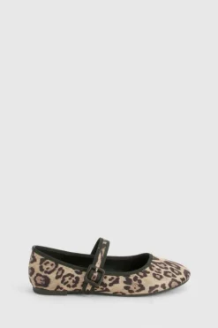 Ballet Flats|Flats*boohoo Round Toe Satin Ballet Flats leopard