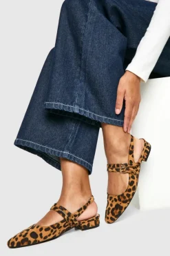 Ballet Flats|Flats*boohoo Slingback Flats with Double Strap leopard