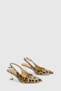 Heels*boohoo Slingback Kitten Heel leopard