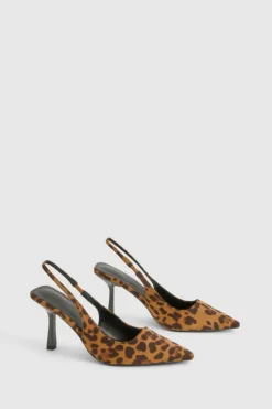 Heels*boohoo Slingback Pointed Toe Court Heel leopard