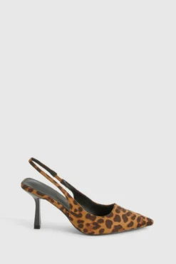 Heels*boohoo Slingback Pointed Toe Court Heel leopard