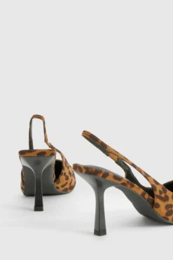 Heels*boohoo Slingback Pointed Toe Court Heel leopard
