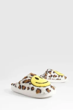 Slippers|Slippers*boohoo Leopard Smiley Slipper brown