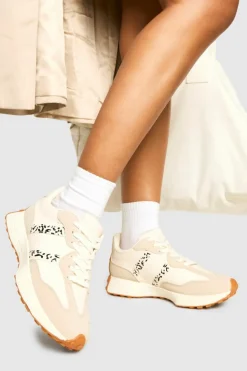 Trainers*boohoo Leopard Stripe Trainers beige