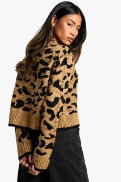 Cardigans|Knitwear*boohoo Tie Detail Cardigan leopard