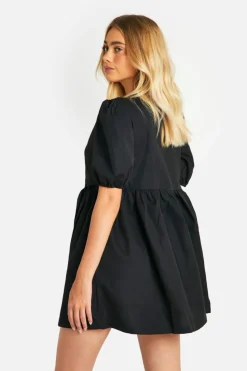 Smock Dresses*boohoo Leopard Tie Smock Dress black