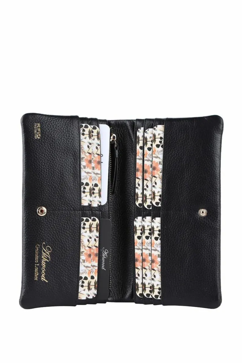 Handbags*Ashwood Leather “Liberty” Large Real Leather Matinee Purse Black