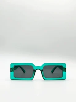 Sunglasses*SVNX Light Oversized Rectangle Plastic Frame Sunglasses Blue