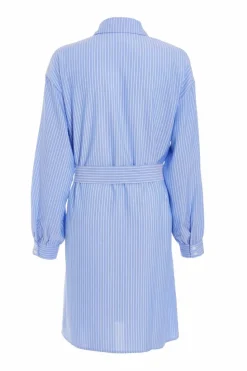 Shirt Dresses*Quiz Pinstripe Mini Shirt Dress Light Blue
