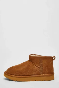Ankle Boots*Quiz Faux Suede Diamante Ankle Boots Light Tan