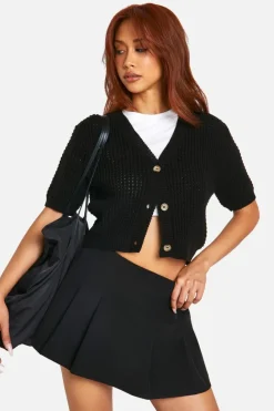 Cardigans*boohoo Lightweight Knit Short Sleeve Cardigan black