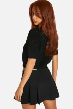 Cardigans*boohoo Lightweight Knit Short Sleeve Cardigan black