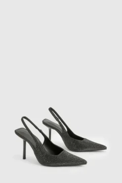 Heels*boohoo Limited Edition Embellished slingback court shoes black