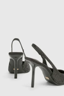 Heels*boohoo Limited Edition Embellished slingback court shoes black