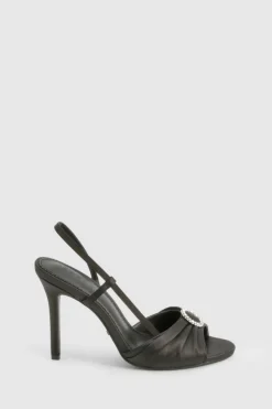 Heels*boohoo Limited Edition Satin Embellished Trim 2 Part Heels black