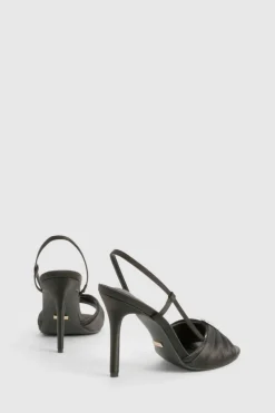 Heels*boohoo Limited Edition Satin Embellished Trim 2 Part Heels black
