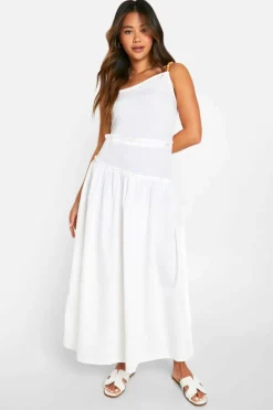Skater Dresses|Bodycon Dresses*boohoo Linen Look Beaded Midaxi Dress ecru