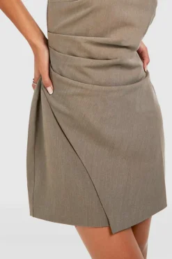 Mini Dresses|Suits & Tailoring*boohoo Linen Look Drape Bandeau Tailored Mini Dress taupe