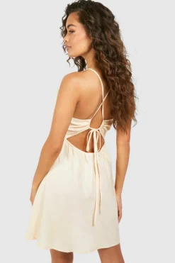 Cami Dresses*boohoo Linen Look Mini Dress stone
