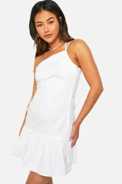 Bodycon Dresses*boohoo Linen Look Ruched Mini Dress white
