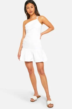 Bodycon Dresses*boohoo Linen Look Ruched Mini Dress white