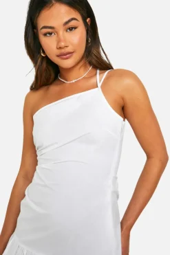 Bodycon Dresses*boohoo Linen Look Ruched Mini Dress white