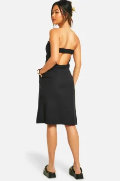 Midi Dresses*boohoo Linen LookBandeau Midi Dress black