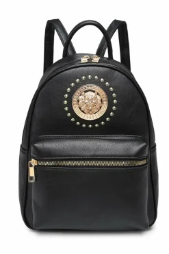 Handbags*Kitise Lion Head Detail Lightweight Travel School Backpack Bag Black
