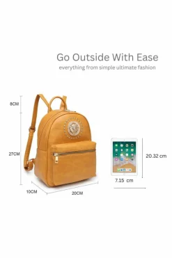 Handbags*Kitise Lion Head Detail Lightweight Travel School Backpack Bag Black