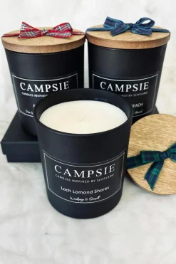 Candles & Diffusers|Candles*CAMPSIE Candles Loch Lomond Woodsage & Seasalt Scottish Tartan Candle Black